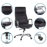 Sillón de oficina profesional VILLA 20 en negro con vistas detalladas del tapizado, el pistón de gas y las ruedas de hjh OFFICE