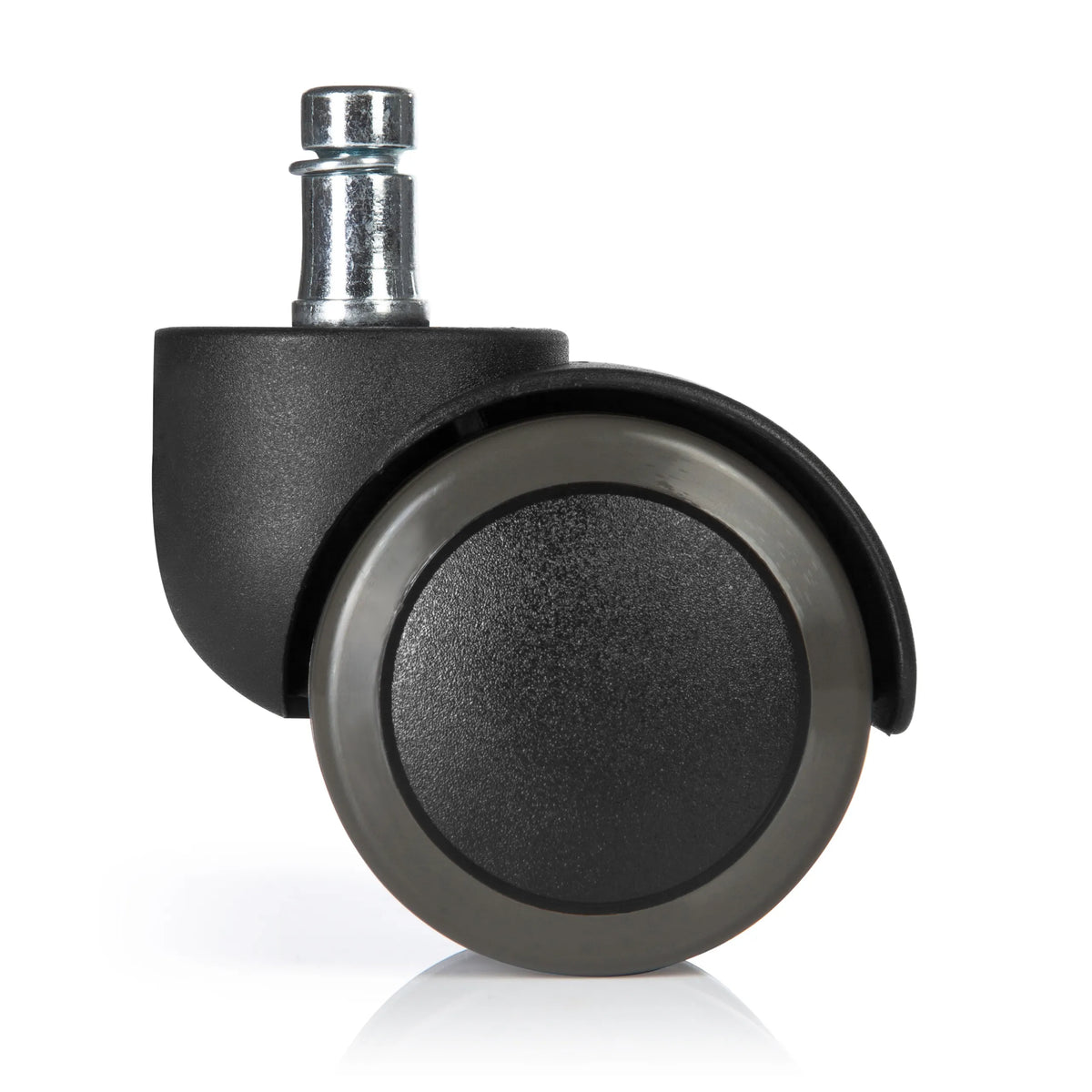 Ruedas para sillas 5x ROLO FREE 10mm/50mm negras para suelos duros con perno plateado de hjh OFFICE – vista de 360° (vista trasera 180°)