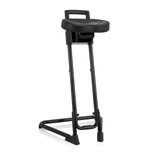 Asiento de pie TOP WORK 32 negro con asiento acolchado y base en forma de U de hjh OFFICE – vista de 360° (vista frontal 20°)