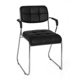 Silla de confidente negra ZANTA con costuras cuadradas y estructura cromada de hjh OFFICE – vista de 360° (vista frontal 20°)