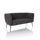 Sofá de diseño gris HAYRIVER con patas negras finas de hjh LIVING – vista de 360° (vista frontal en diagonal 30°)