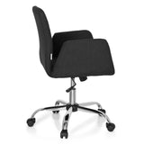 Silla Home Office FLOW negra con reposabrazos y base brillante de cinco ruedas de hjh OFFICE – vista de 360° (vista lateral 100°)
