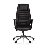 Sillón de oficina profesional VITORO negro con respaldo acolchado y base de cinco ruedas de hjh OFFICE – vista de 360° (vista frontal 0°)
