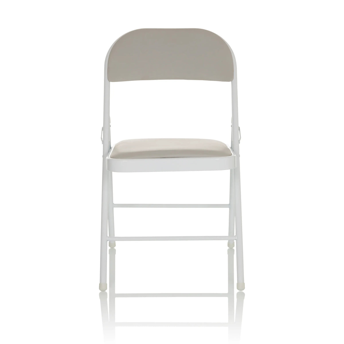 silla plegable gris TUDELA W con tapizado de cuero sintético y estructura blanca de hjh OFFICE – vista de 360° (vista frontal 0°)