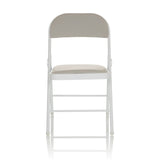 silla plegable gris TUDELA W con tapizado de cuero sintético y estructura blanca de hjh OFFICE – vista de 360° (vista frontal 0°)