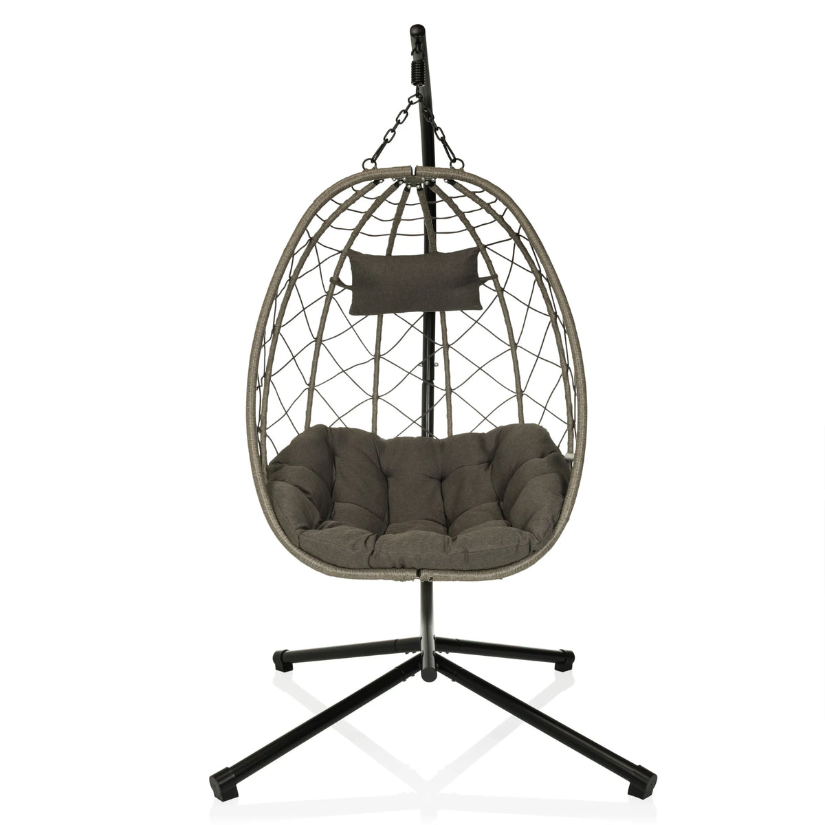 Silla colgante COCOVA en gris y negro con cojín y estructura de hjh LIVING