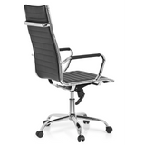 Sillón de oficina profesional VEMONA 20 negro con costuras transversales, reposabrazos y base de cinco ruedas de hjh OFFICE – vista de 360° (vista trasera en diagonal 120°)