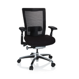 Silla alta gama NOVA PRO ALU negra con respaldo de malla y base de cinco ruedas de hjh OFFICE – vista de 360° (vista frontal 20°)