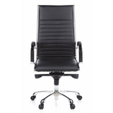 Sillón de oficina profesional PARMA 20 negro con tapicería de cuero acolchado y base de cinco ruedas de hjh OFFICE – vista de 360° (vista frontal 0°)