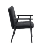 Vista lateral de la silla tapizada Lifea Flex con tapicería de cuero sintético negro y reposabrazos de hjh LIVING