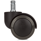 Ruedas para sillas negras 5x ROLO 10mm/50mm para suelos duros con perno metálico de hjh OFFICE – vista de 360° (vista trasera 180°)