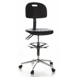 Silla de mostrador negra TOP WORK 23 con reposapiés y base de cinco ruedas de hjh OFFICE – vista de 360° (vista frontal 20°)
