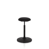 Asiento de pie BALANCE SIT negro con cojín de asiento redondo y base circular de hjh OFFICE – vista de 360° (vista frontal 0°)