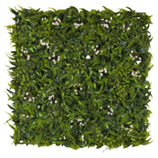 Grüne Pflanzenmatte MORE GREEN I mit dichten Farnblättern und kleinen weißen Blüten von hjh OFFICE