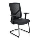Silla de viga voladiza BRETON V B negra con respaldo de malla y reposabrazos de hjh OFFICE – vista de 360° (vista frontal en diagonal 40°)