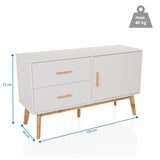 Vista de dimensiones del aparador TAROLO de 120 × 40 cm y una carga máxima de 40 kg de hjh LIVING