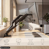 Soporte de monitor Ergomount GF2 en negro para pantallas de hasta 32 pulgadas y 9 kg de hjh OFFICE (imagen generada por IA)