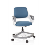 Silla giratoria para niños KID FLEX en color azul grisáceo con reposabrazos y base de cinco ruedas de hjh OFFICE – vista de 360° (vista frontal 20°)