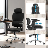 Reposacabezas ajustable en altura, reposabrazos y pistón de gas de la silla de oficina profesional Ergomy F 2 de hjh OFFICE (imagen generada por IA)