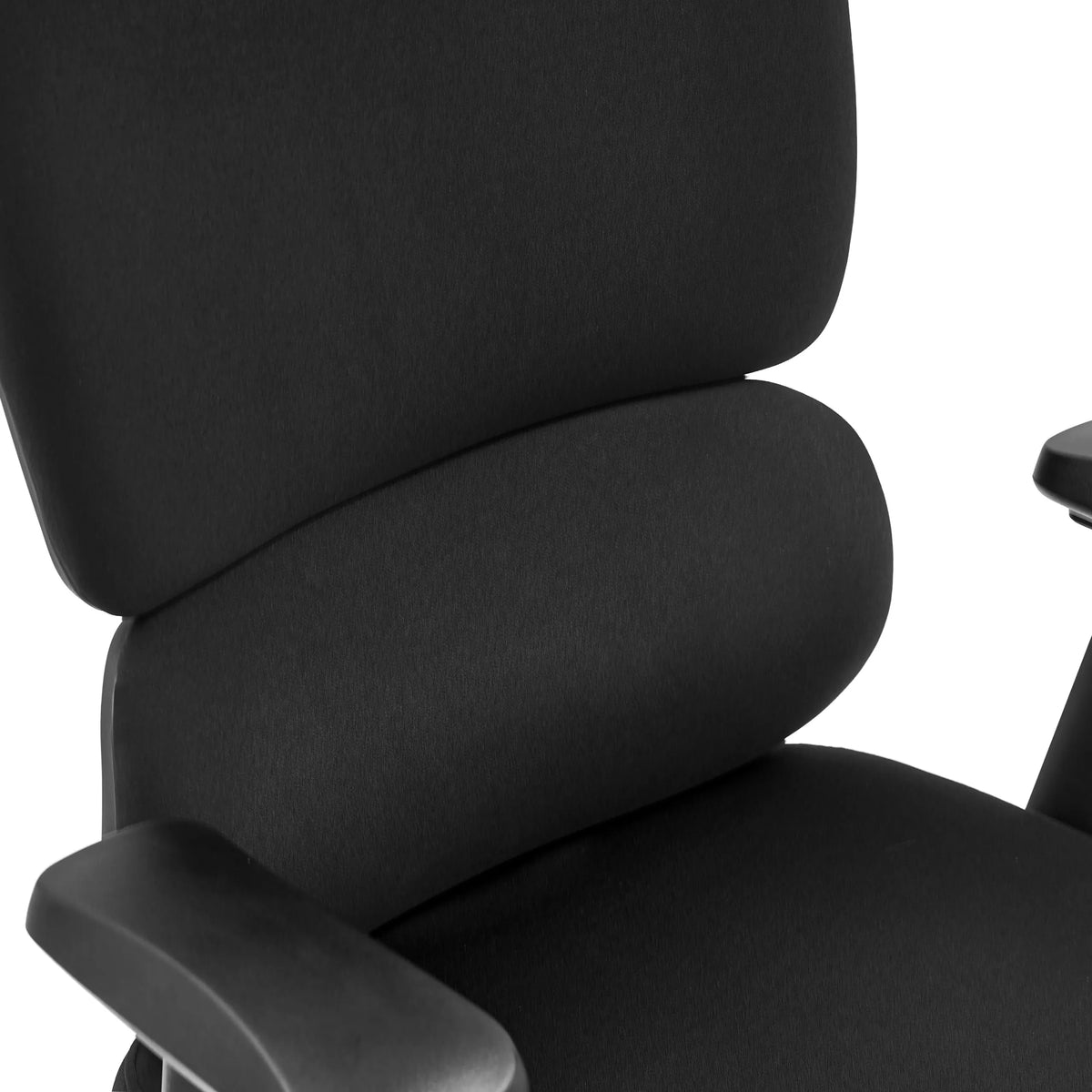 Respaldo y reposabrazos de tela negra de la Silla de oficina profesional Ergomy F 2 de hjh OFFICE