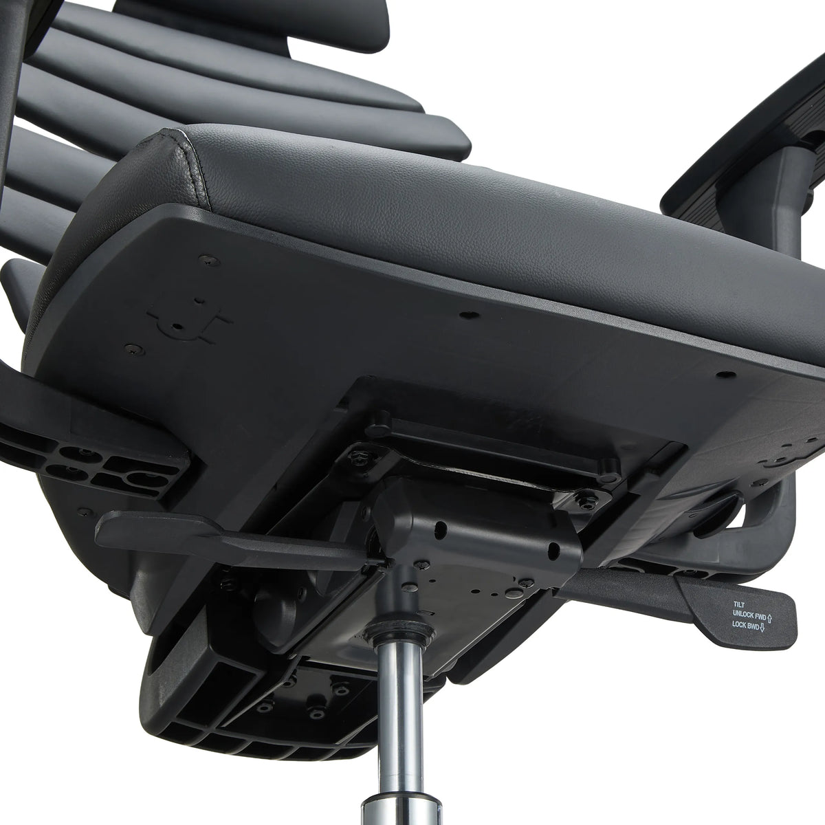 Parte inferior del asiento con palanca de ajuste de la silla de oficina profesional ERGO LINE II PRO en negro de hjh OFFICE