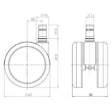 Dibujo técnico de las Ruedas para sillas 5x ROLO 11mm/65mm con un diámetro de 65 mm de hjh OFFICE