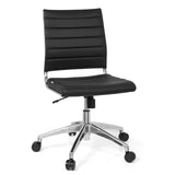 Silla de oficina profesional TRISHA negra con tapicería acolchada y base de cinco ruedas de hjh OFFICE – vista de 360° (vista frontal 20°)