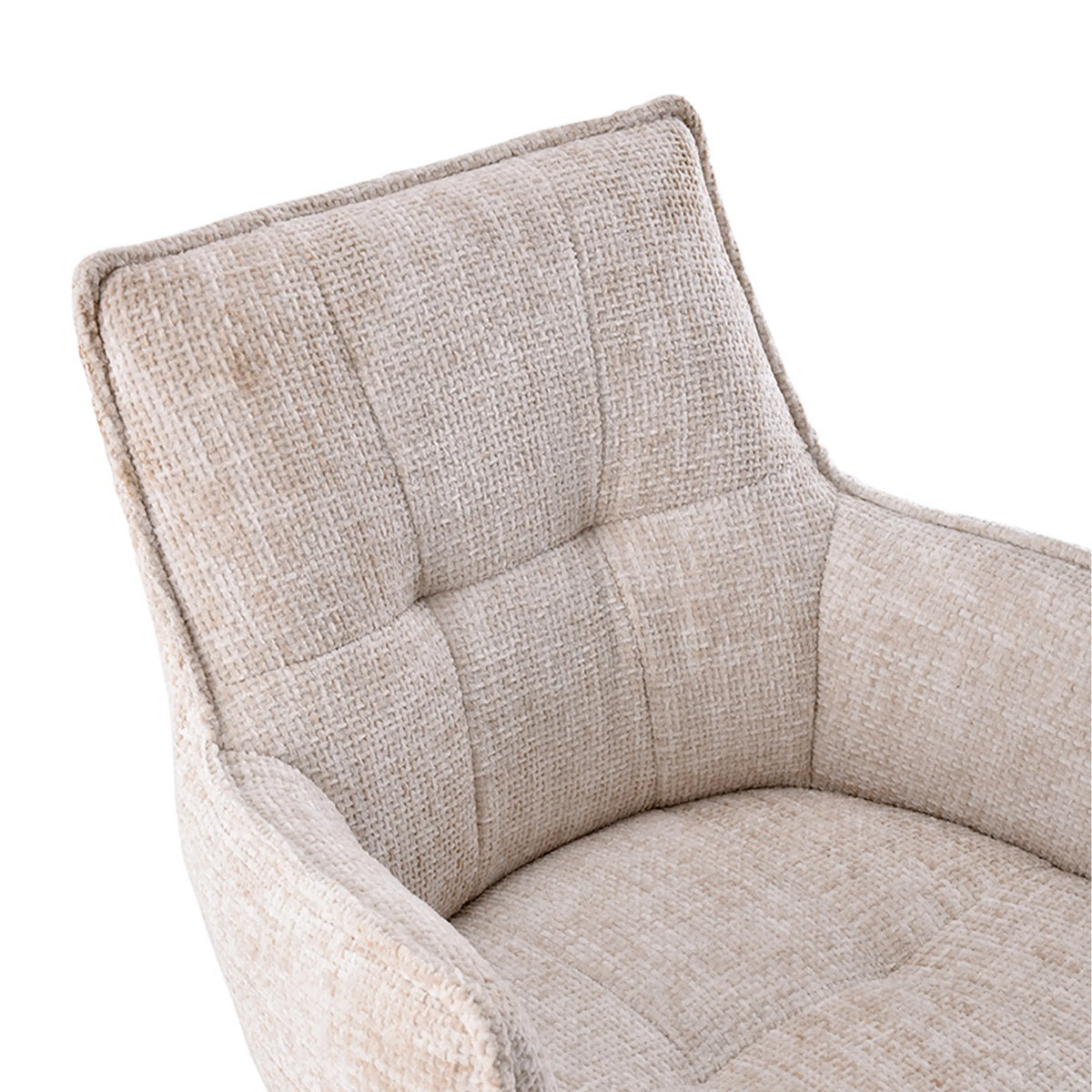 Tapizado de tela beige estructurada con pespuntes de la silla de comedor Tavaro de hjh LIVING
