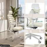 Silla de oficina profesional ERGO LINE W blanca con reposabrazos ajustables y base con ruedas de hjh OFFICE (imagen generada por IA)