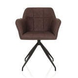 Silla de comedor ELVERUM SPU en color marrón oscuro con estructura de cuatro patas de hjh LIVING – vista de 360° (vista frontal 0°)