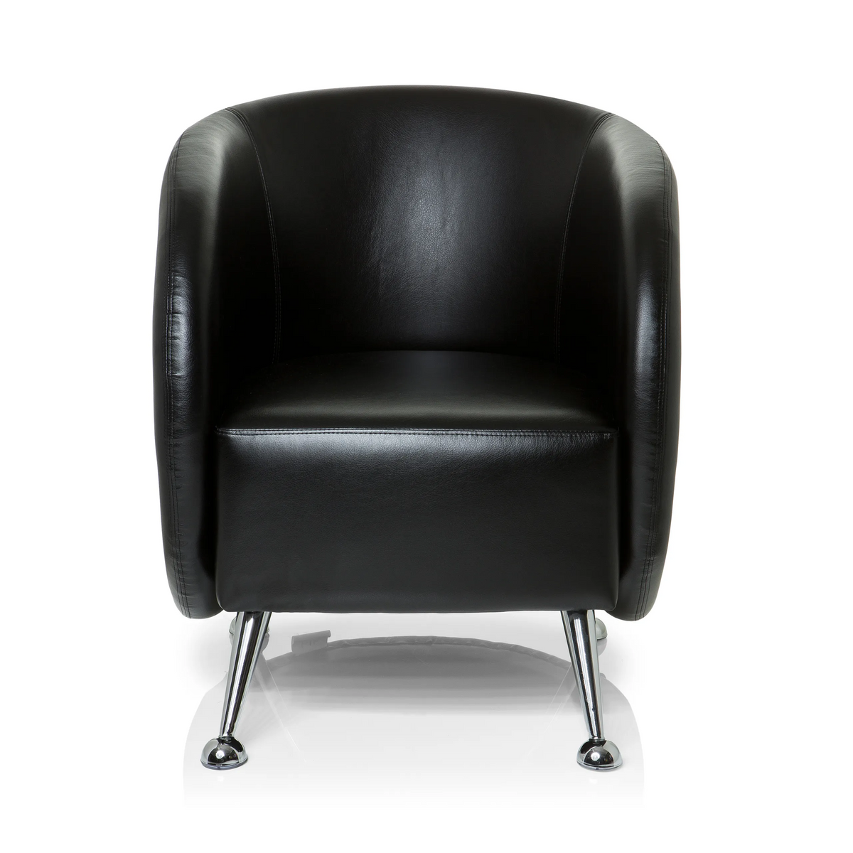 Sillón tapizado negro ST. LUCIA con patas de metal brillantes de hjh OFFICE – vista de 360° (vista frontal 0°)
