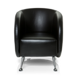 Sillón tapizado negro ST. LUCIA con patas de metal brillantes de hjh OFFICE – vista de 360° (vista frontal 0°)