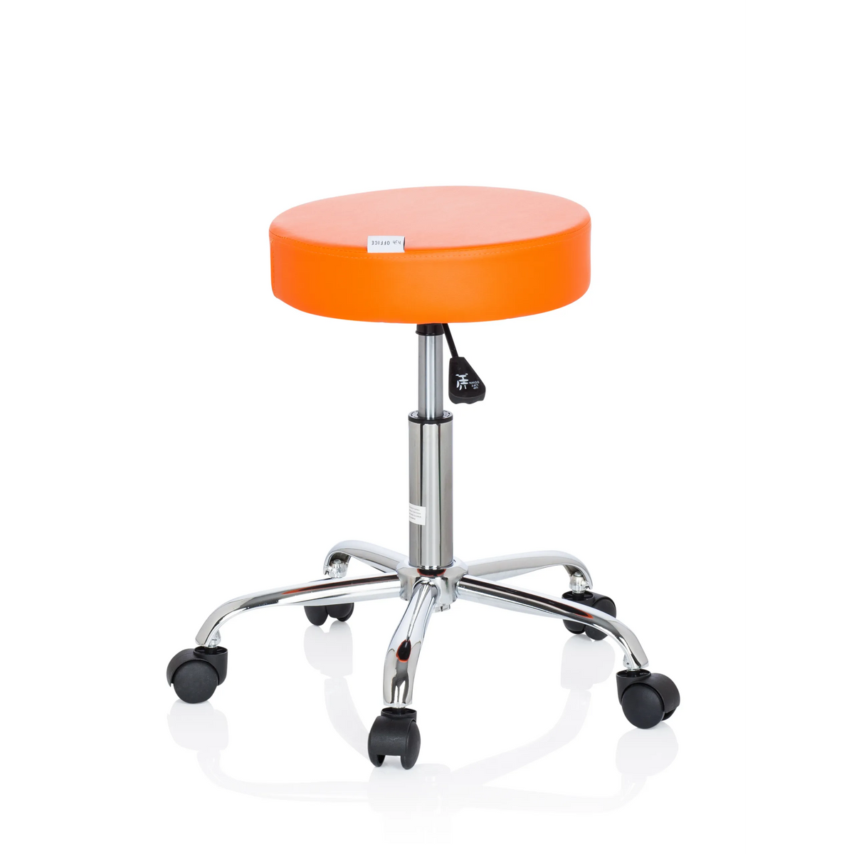 Taburete giratorio naranja OPERATOR II con pistón de gas y base de cinco ruedas de hjh OFFICE – vista de 360° (vista lateral 100°)