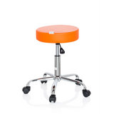 Taburete giratorio naranja OPERATOR II con pistón de gas y base de cinco ruedas de hjh OFFICE – vista de 360° (vista lateral 100°)
