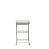 Grauer Stehschreibtisch WORKSTATION mit Ablagefläche und vier Rollen von hjh OFFICE – 360-Grad-Ansicht (Frontansicht 0°)