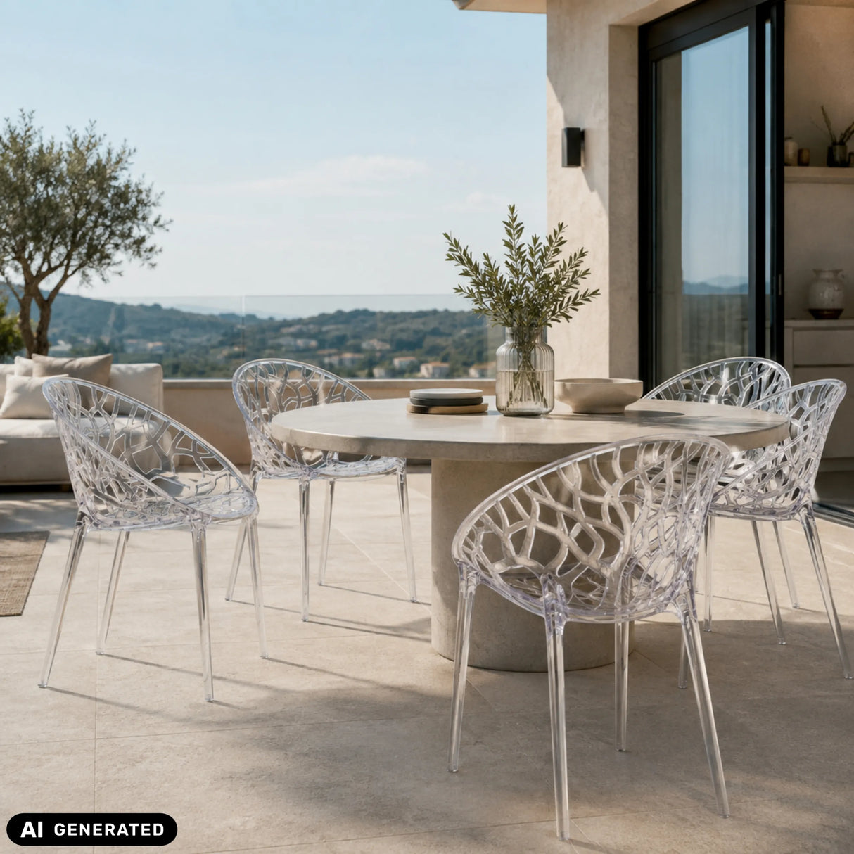 Silla de cuatro patas Artifo T de aspecto transparente con estructura de malla de hjh LIVING