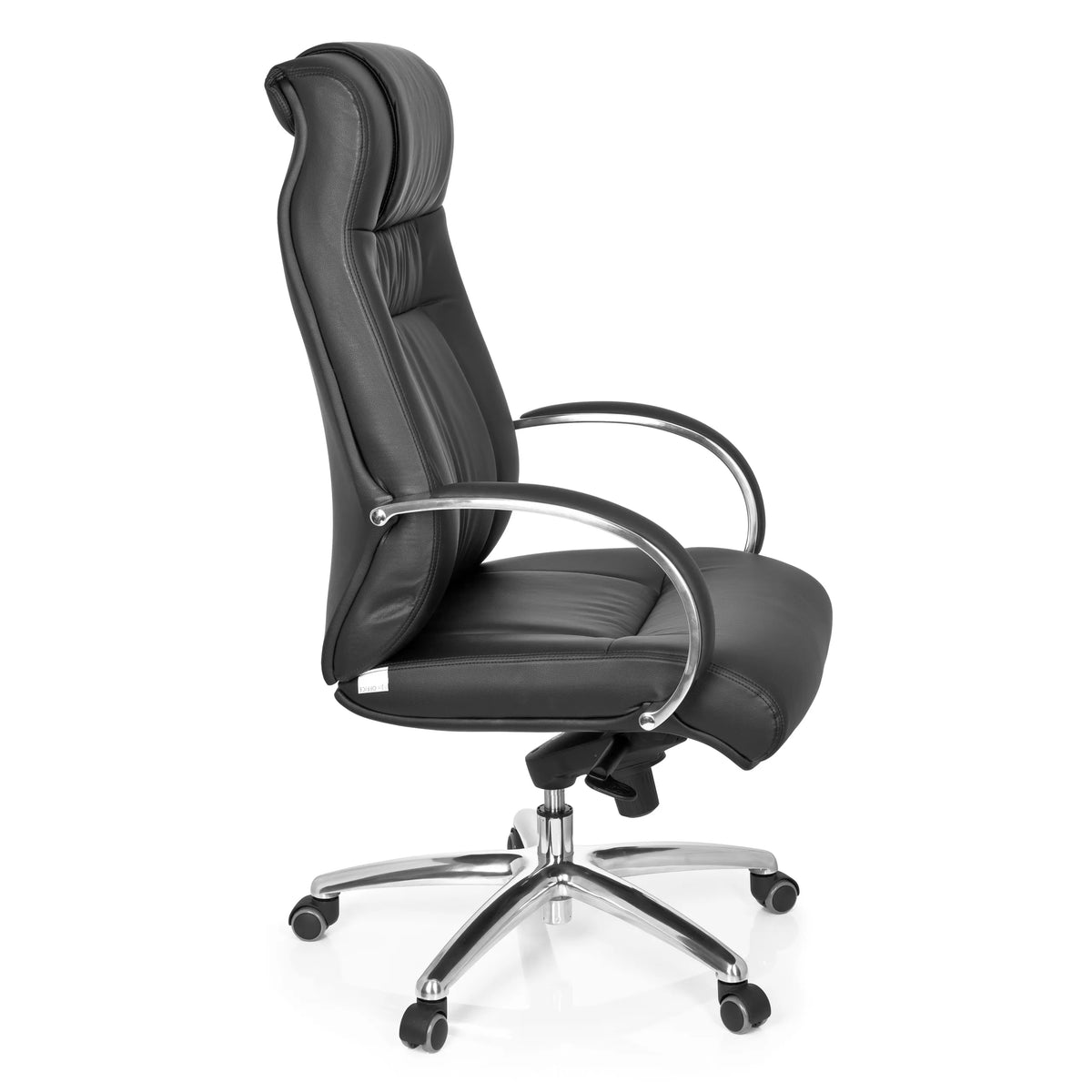 Silla giratoria XXL G 600 negra con reposabrazos y base de cinco ruedas de hjh OFFICE – vista de 360° (vista lateral 80°)