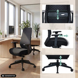 Funciones de altura regulable de la silla de oficina profesional Verviq en negro de hjh OFFICE (imagen generada por IA)