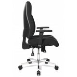 Silla de oficina profesional P91 AL.G3 en negro con reposabrazos ajustables y base brillante de Topstar