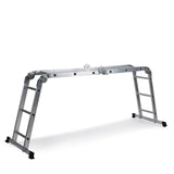 Escalera plegable SOLID W3 de aluminio plateada con doce peldaños de hjh OFFICE – vista de 360° (vista lateral 72°)