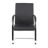 Silla de viga voladiza BAROLO V negra con reposabrazos y estructura de patín cromada de hjh OFFICE – vista de 360° (vista frontal 0°)