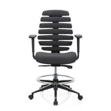 Silla de mostrador ERGO LINE II WORK negra con respaldo segmentado, aro reposapiés y base de cinco ruedas de hjh OFFICE – vista de 360° (vista frontal 0°)