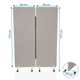 Dibujo técnico del separador FLEXMIUT 1 con una anchura de 120 cm y una altura de 177 cm de hjh OFFICE