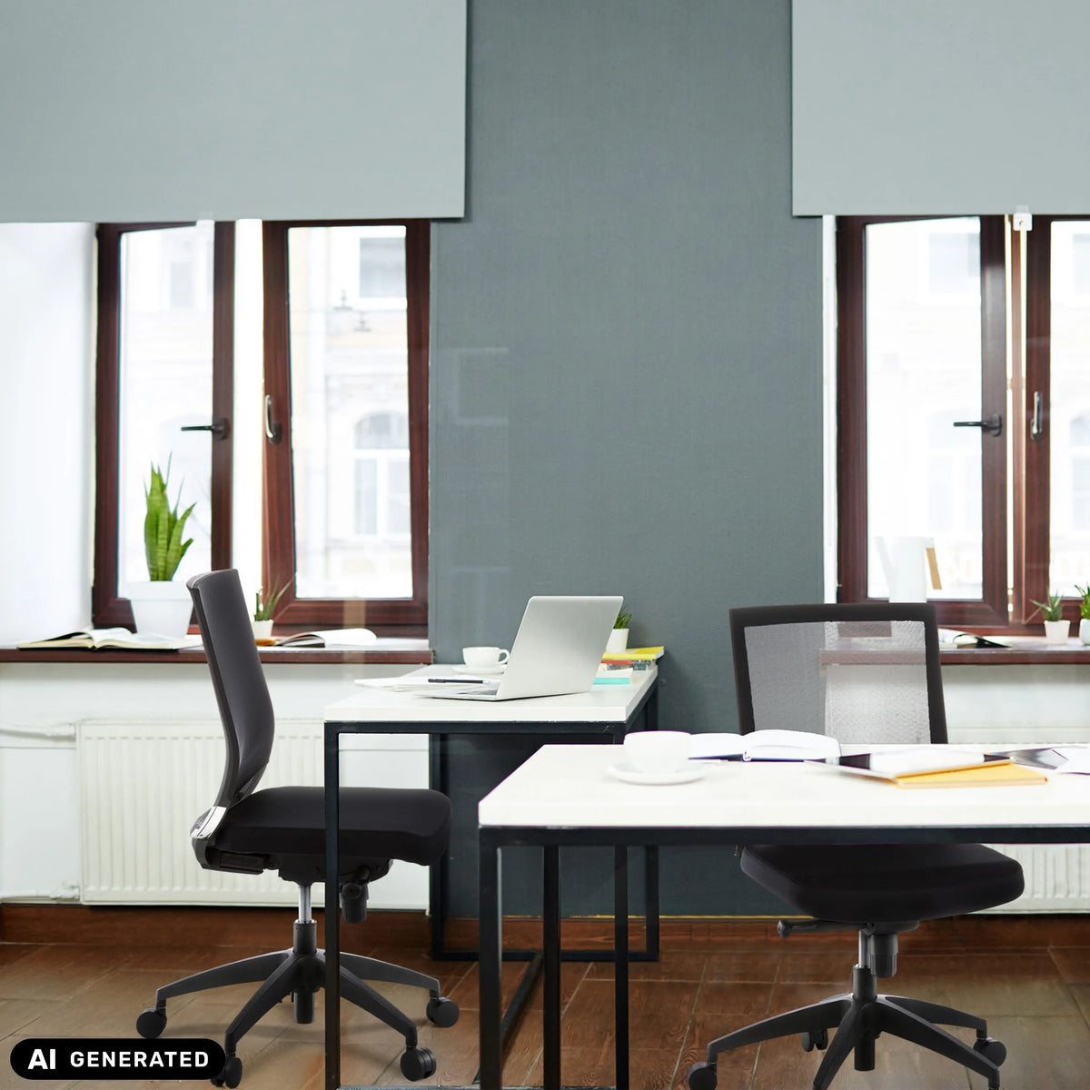Silla de oficina profesional PORTO PRO en negro en una oficina de hjh OFFICE (imagen generada por IA)