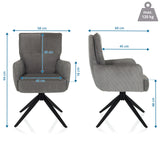 Dibujo dimensional de la silla tapizada TARUGO con una altura de 94 cm y una anchura de 58 cm de hjh LIVING