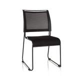 Silla de confidente negra PADUA V con respaldo de malla y asiento acolchado de hjh OFFICE – vista de 360° (vista frontal 20°)
