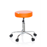 Taburete giratorio naranja OPERATOR II con pistón de gas y base de cinco ruedas de hjh OFFICE – vista de 360° (vista lateral 80°)