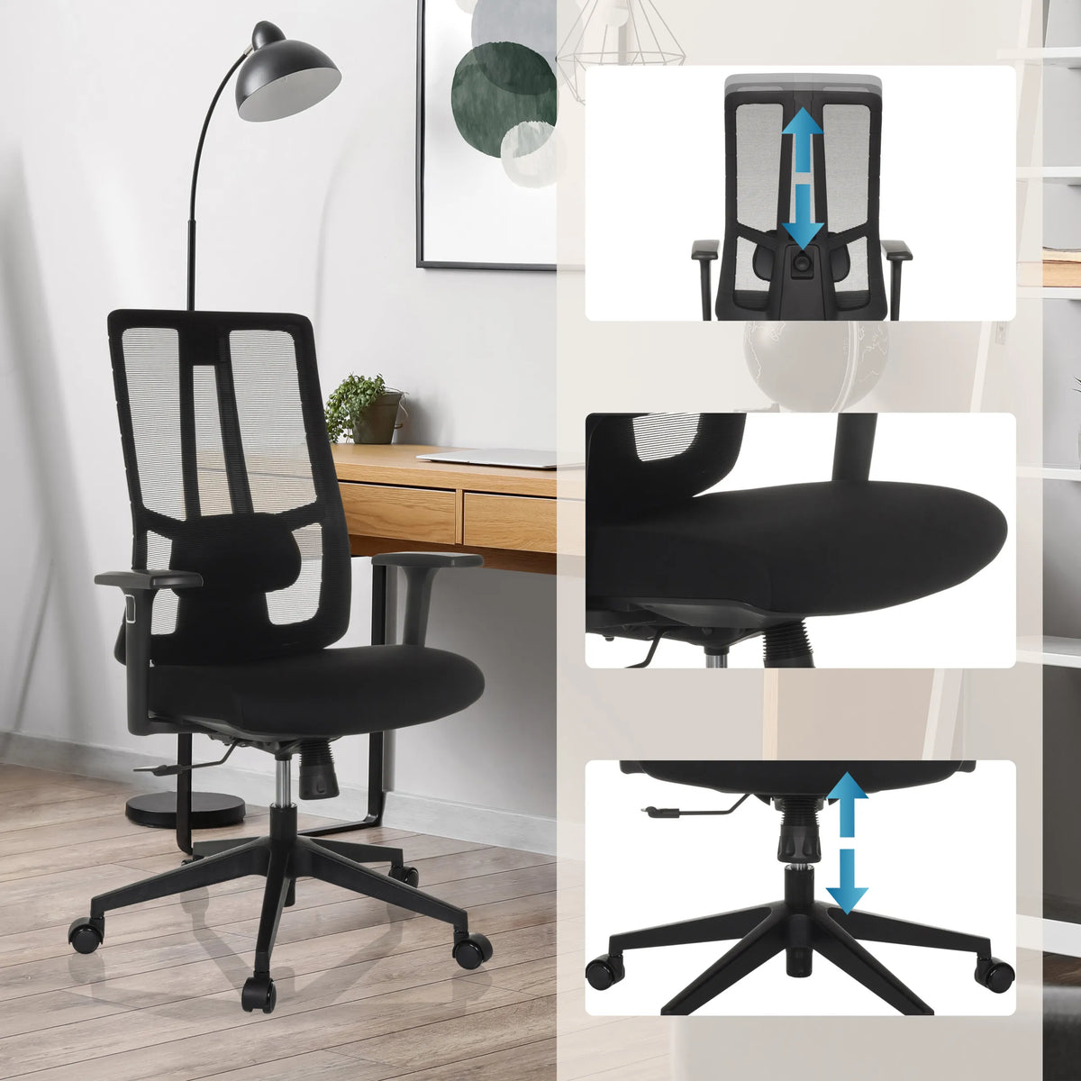 Respaldo y asiento ajustables en altura de la Silla de oficina profesional TRAMORE BASE de hjh OFFICE