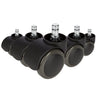 Cinco ruedas para sillas 5x ROLO 10mm/50mm negras para suelos duros con pernos plateados de hjh OFFICE