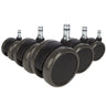 Cinco ruedas para sillas negras 5x ROLO 10mm/65mm para suelos duros con pernos metálicos de hjh OFFICE